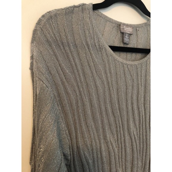 Chico’s Travelers Size 2 (L) Gray Metallic Zebra Cheetah Print Sheer Mini Dress - Picture 4 of 14